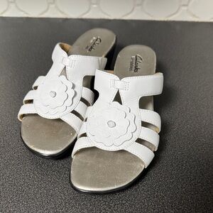Clarks Women's White Floral Sandals